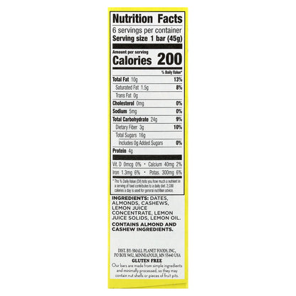 Larabar, Real Fruit & Nut Bar™, Lemon, 6 Bars, 1.6 oz (45 g) Each