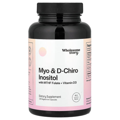 Wholesome Story, Myo & D-Chiro Inositol with MTHF Folate + Vitamin D3, 120 Vegetarian Capsules