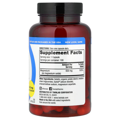 Twinlab, Magnesium Caps, 420 mg, 100 Capsules