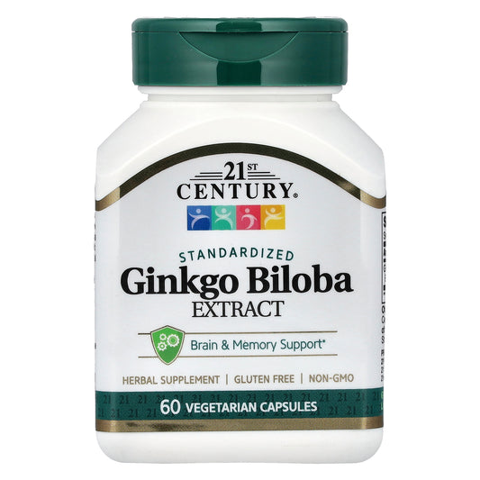 21st Century, Ginkgo Biloba Extract, Standardized, 60 Vegetarian Capsules (60 mg per Capsule)