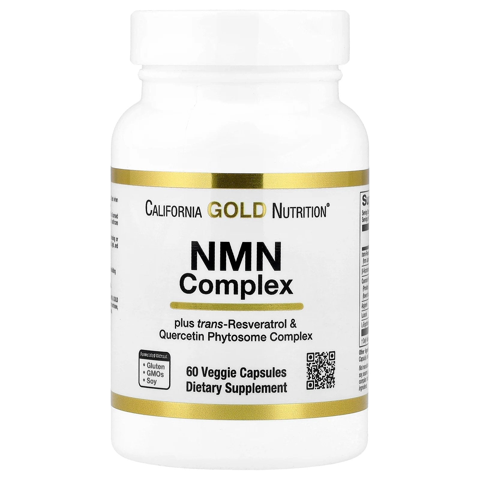 California Gold Nutrition, NMN Complex with trans-Resveratrol, Quercetin Phytosome Complex, Apigenin, and Luteolin, 60 Veggie Capsules