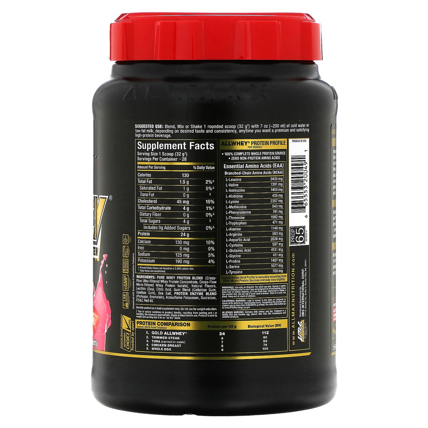 ALLMAX, GOLD ALLWHEY®, Premium Whey Protein, Strawberry, 2 lbs (907 g)