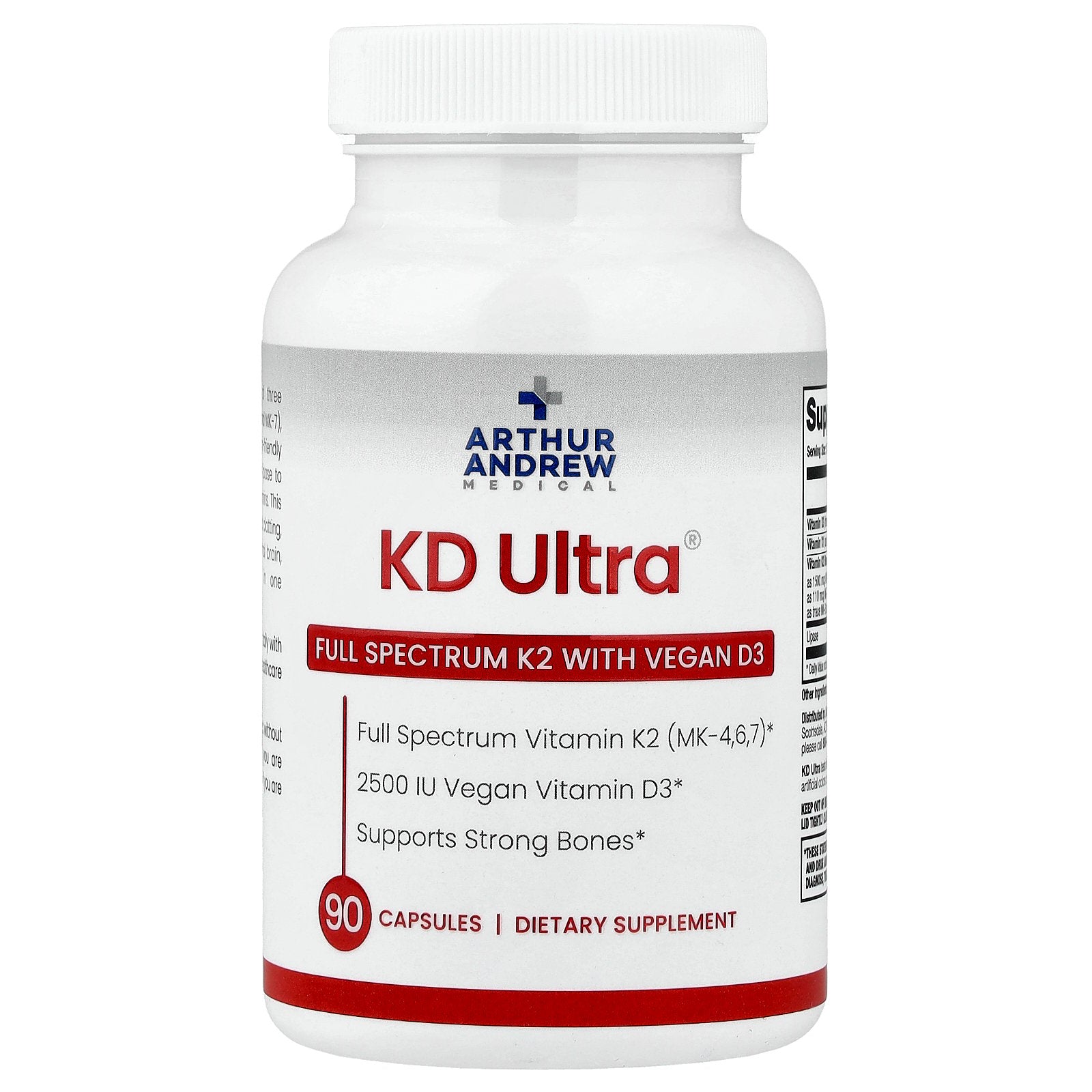 Arthur Andrew Medical, KD Ultra®, Full Spectrum K2 with Vegan D3, 90 Capsules