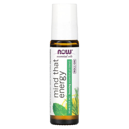 NOW Foods, Essential Oils, Mind That Energy Roll-On, 1/3 fl oz (10 ml)