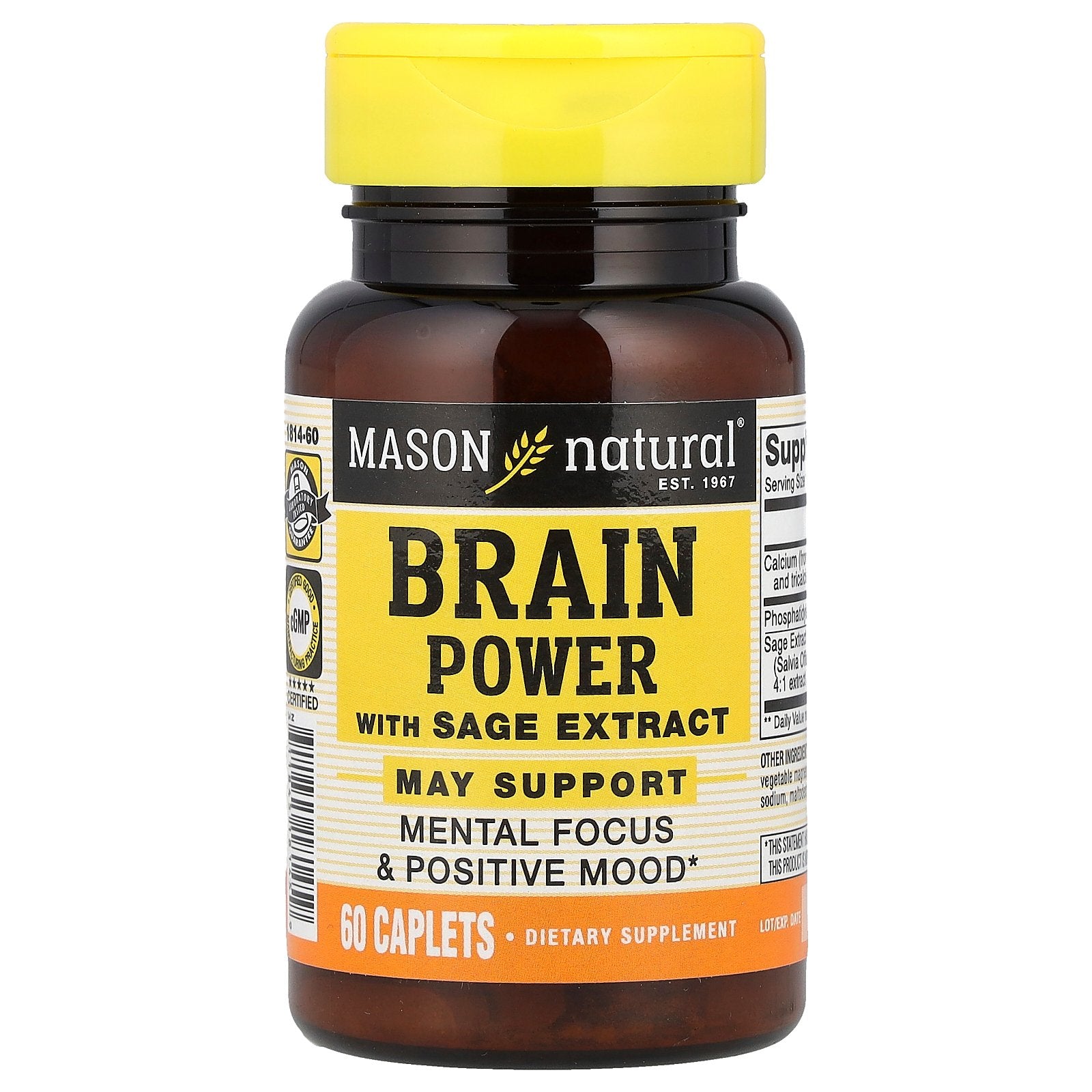 Mason Natural, Brain Power with Sage Extract, 60 Caplets