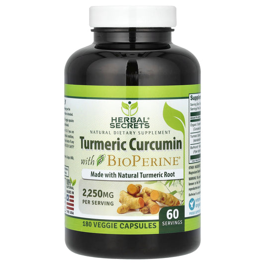 Herbal Secrets, Turmeric Curcumin with BioPerine, 180 Veggie Capsules