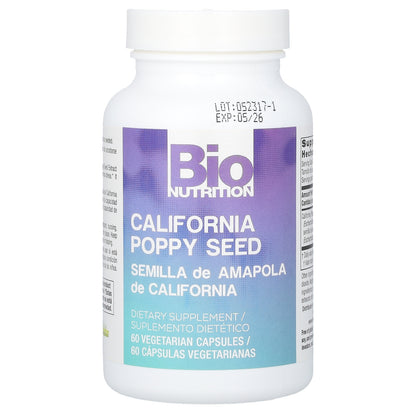Bio Nutrition, California Poppy Seed, 500 mg , 60 Vegetarian Capsules