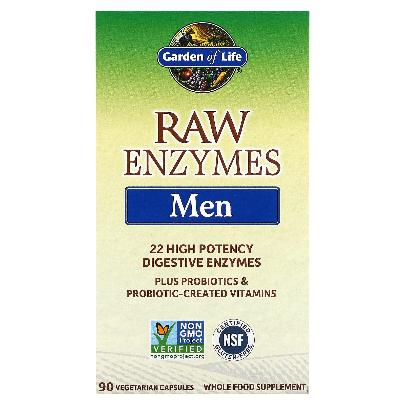 Garden of Life, RAW Enzymes, Men, 90 Vegetarian Capsules