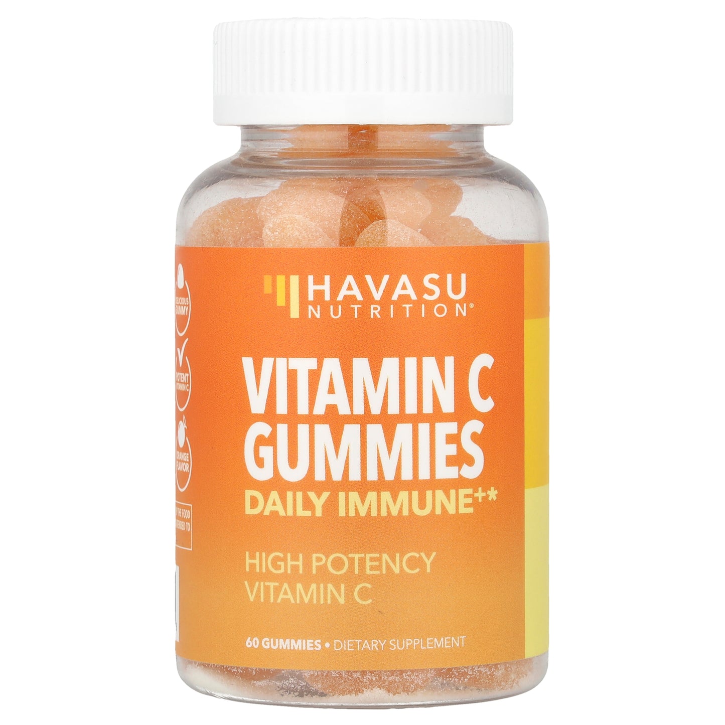 Havasu Nutrition, Vitamin C Gummies, Daily Immune+, Orange, 60 Gummies