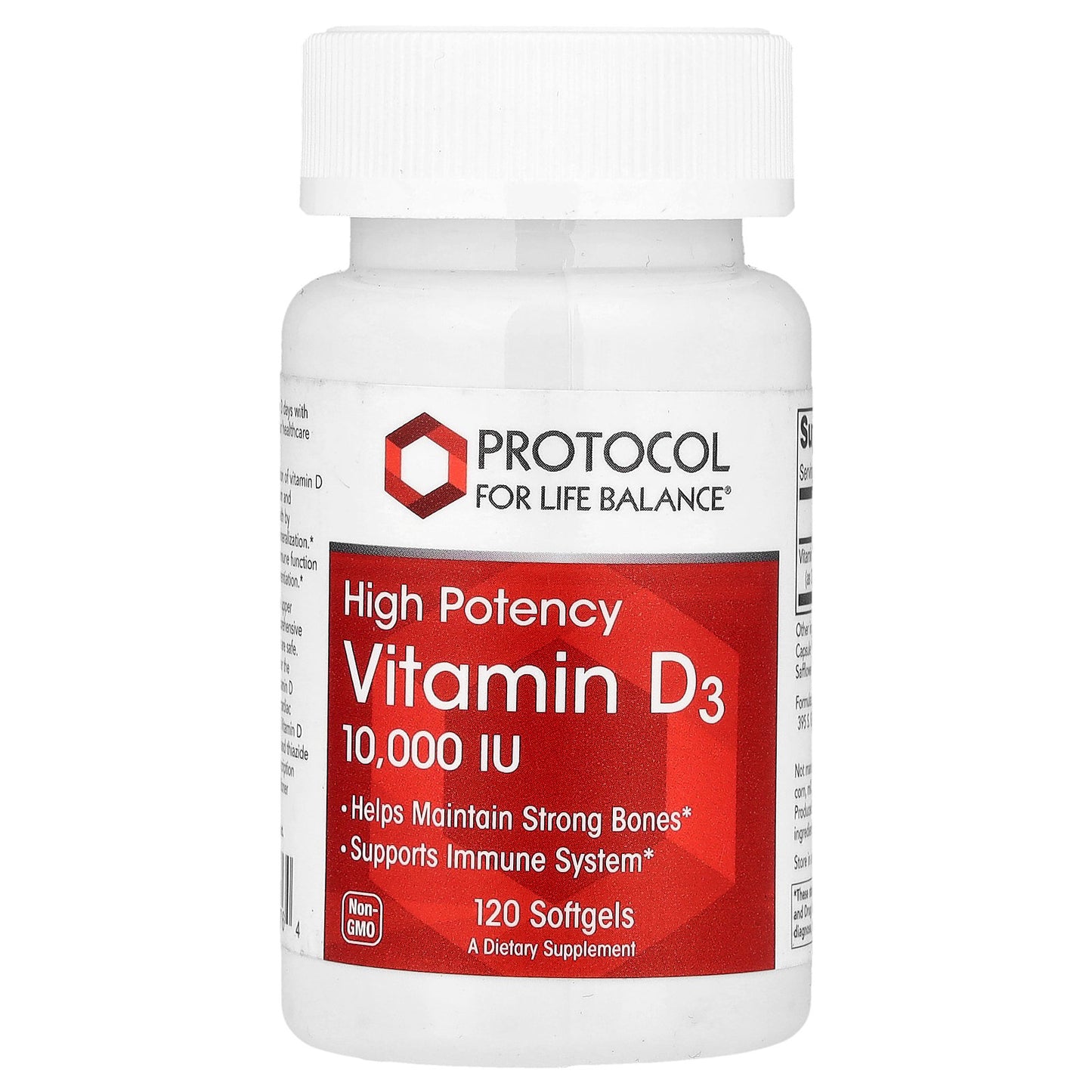 Protocol for Life Balance, Vitamin D3, High Potency, 250 mcg (10,000 IU), 120 Softgels