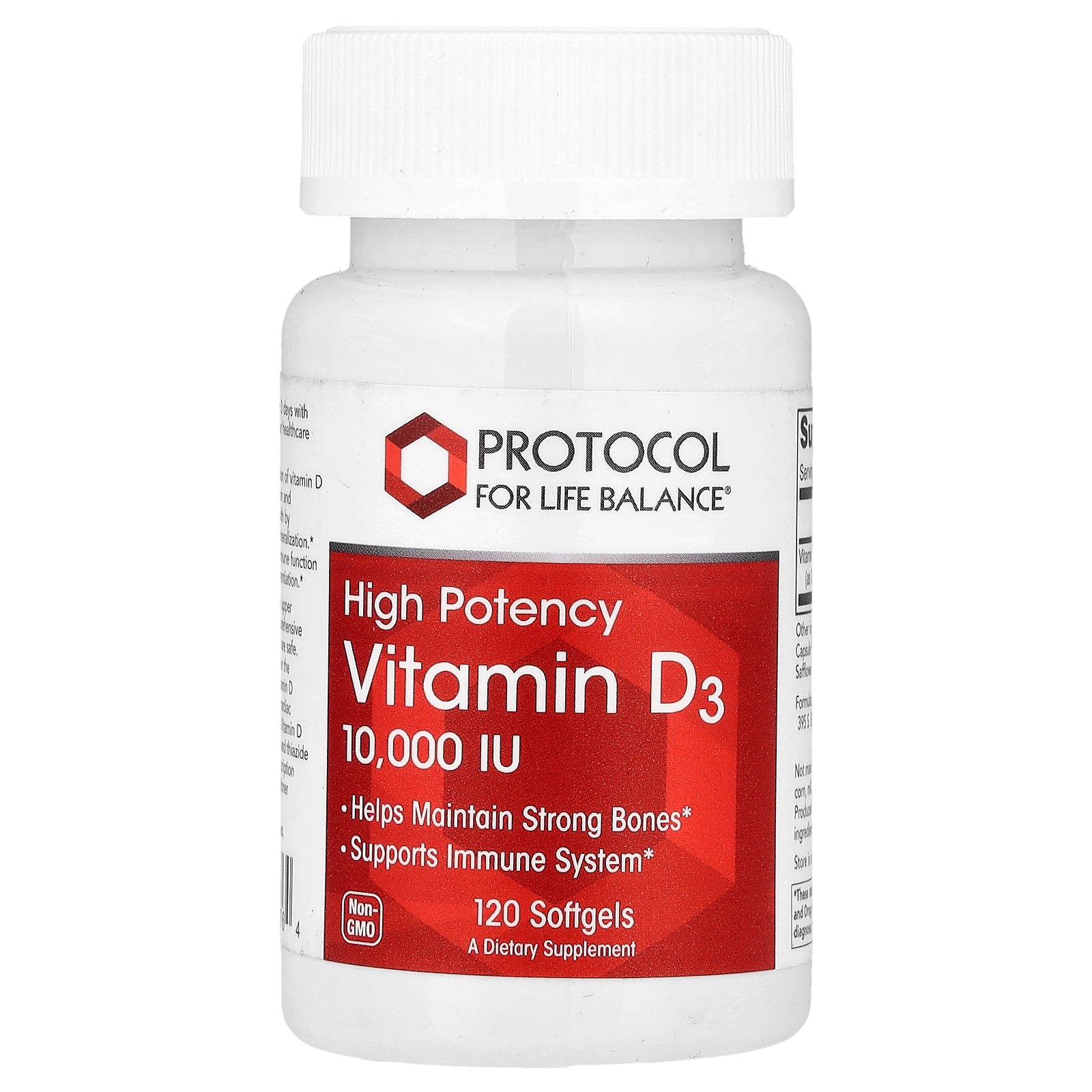 Protocol for Life Balance, Vitamin D3, High Potency, 250 mcg (10,000 IU), 120 Softgels