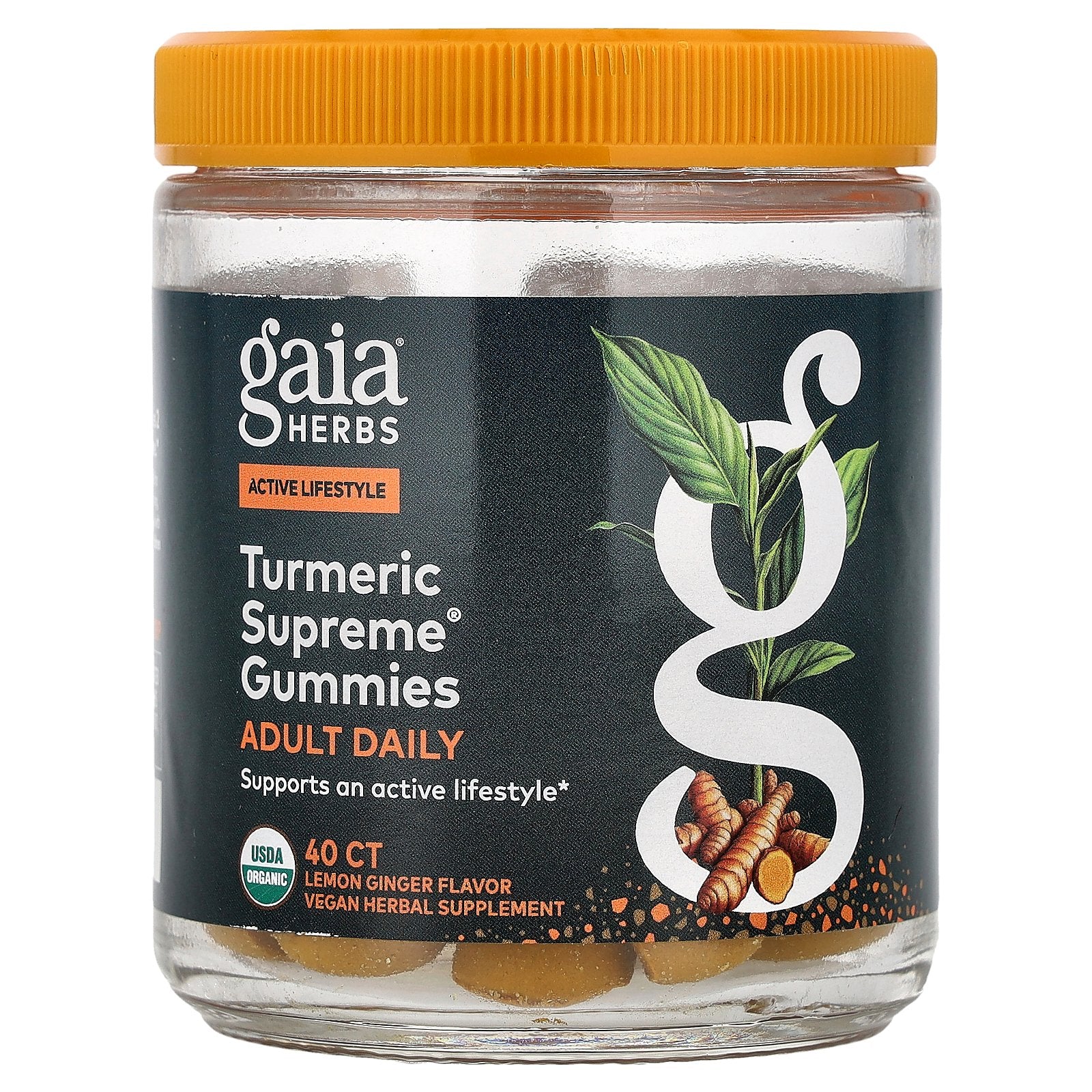 Gaia Herbs, Turmeric Supreme®, Adult Daily Gummies, Lemon Ginger, 40 Gummies