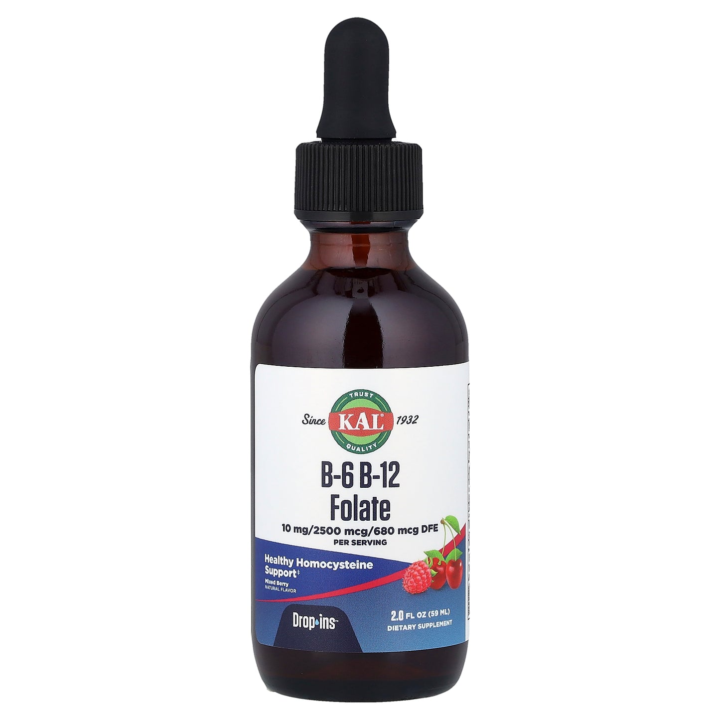KAL, B-6 B-12 Folate,  Mixed Berry, 2 fl oz ( 59 ml)
