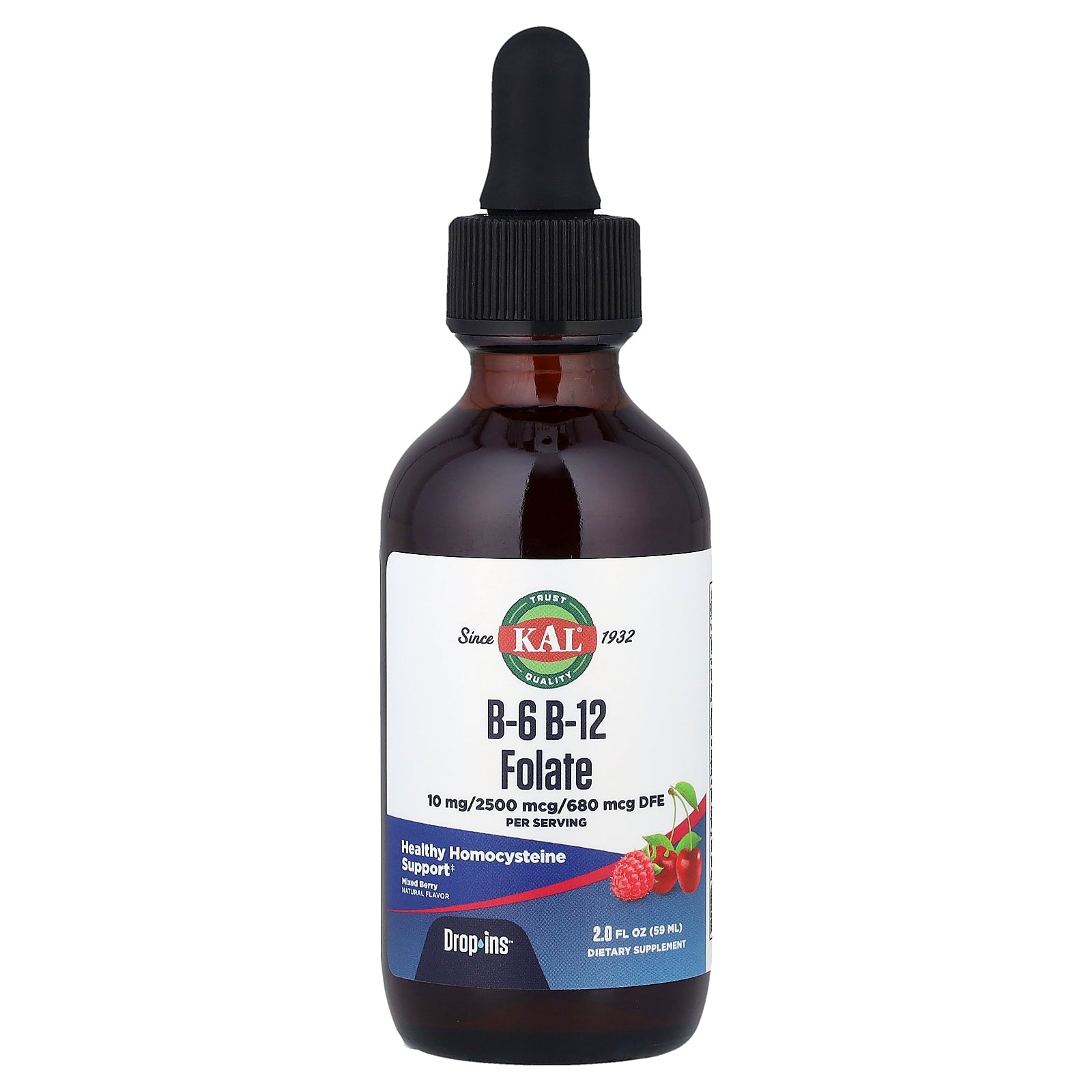 KAL, B-6 B-12 Folate,  Mixed Berry, 2 fl oz ( 59 ml)