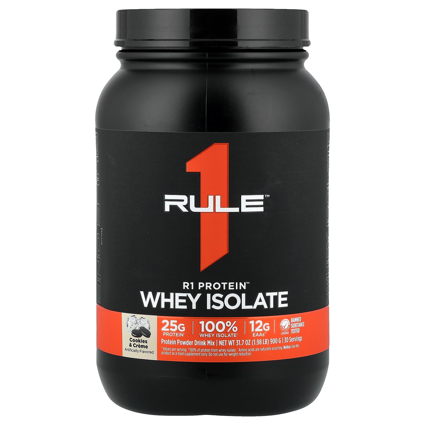 Rule One Proteins, R1 Protein™ Whey Isolate, Cookies & Creme, 1.98 lb (900 g)
