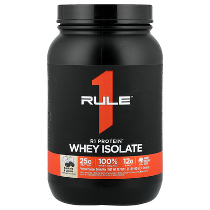 Rule One Proteins, R1 Protein™ Whey Isolate, Cookies & Creme, 1.98 lb (900 g)