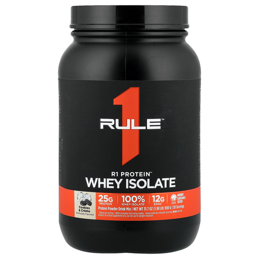 Rule One Proteins, R1 Protein™ Whey Isolate, Cookies & Creme, 1.98 lb (900 g)