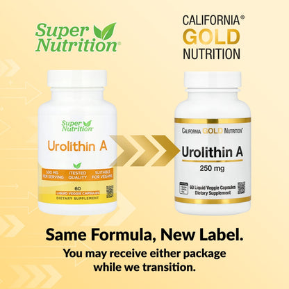 California Gold Nutrition, Urolithin A, 250 mg, 60 Liquid Veggie Capsules