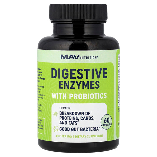 MAV Nutrition, Digestive Enzymes with Probiotics, 60 Capsules