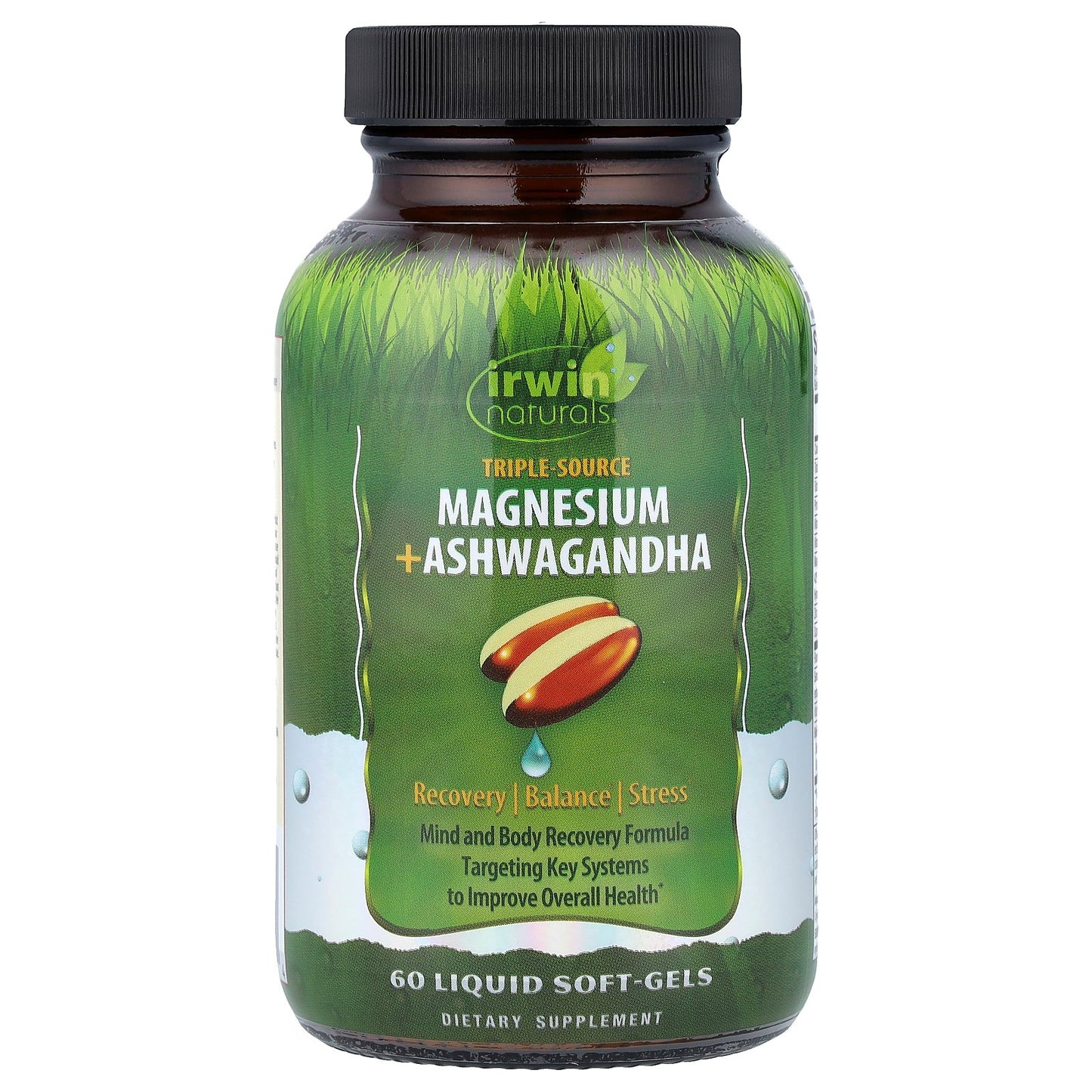 Irwin Naturals, Triple Source Magnesium + Ashwagandha, 60 Liquid Soft-Gels