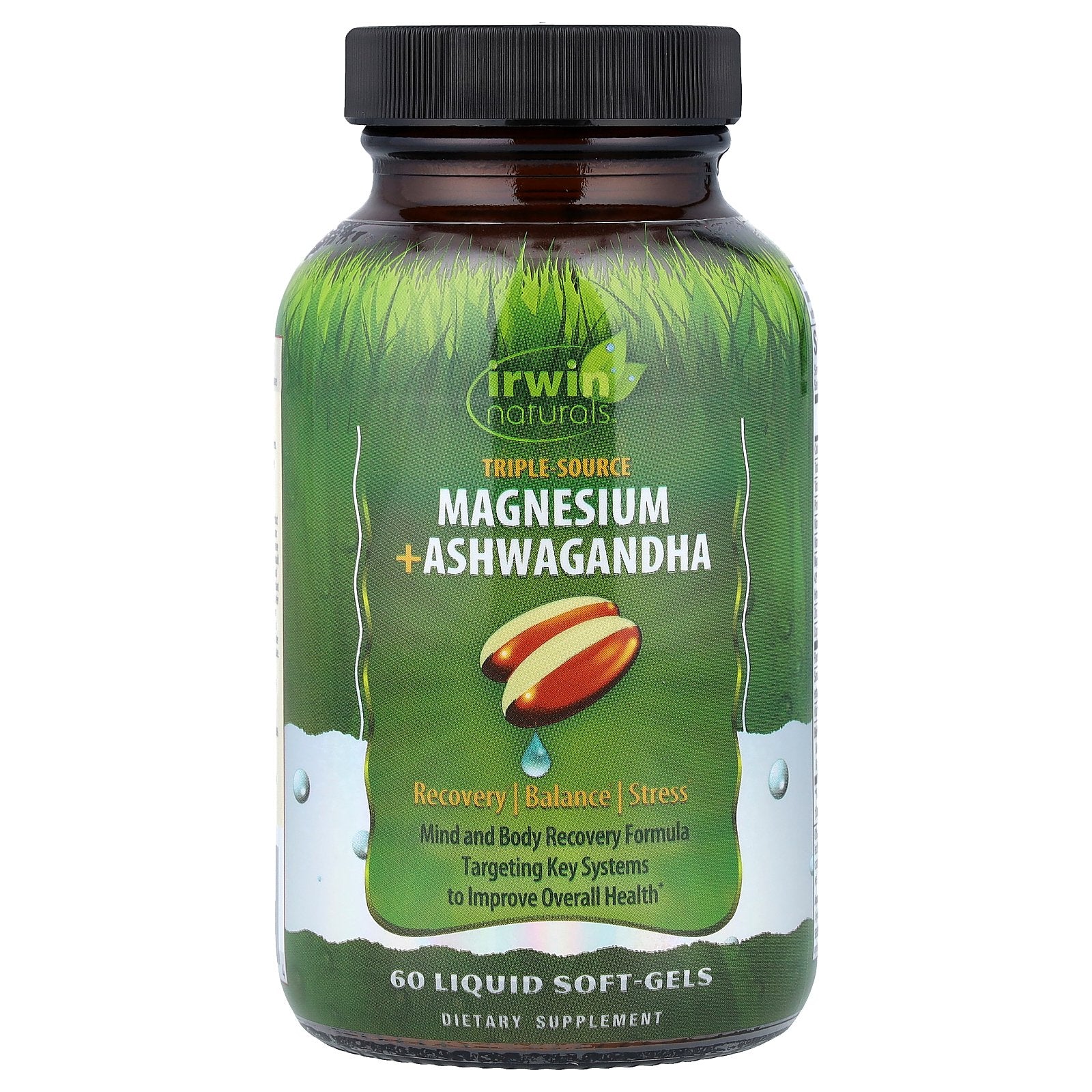 Irwin Naturals, Triple Source Magnesium + Ashwagandha, 60 Liquid Soft-Gels