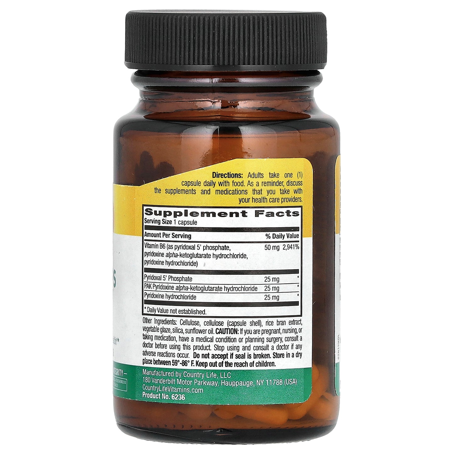 Country Life, Coenzyme Active B6 Caps, P-5-P/PAK, 30 Vegan Capsules