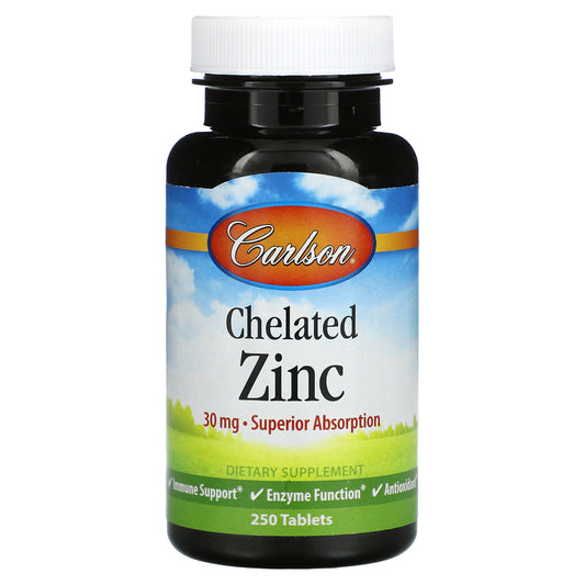 Carlson, Chelated Zinc, 30 mg, 250 Tablets