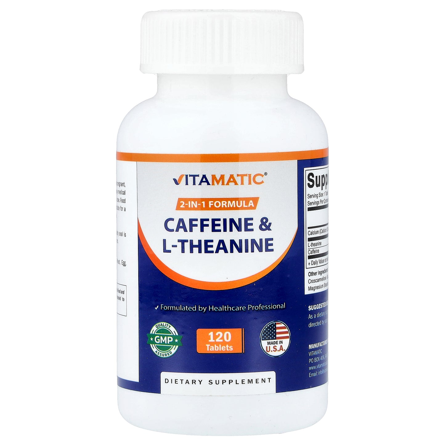 Vitamatic, Caffeine & L-Theanine, 120 Tablets