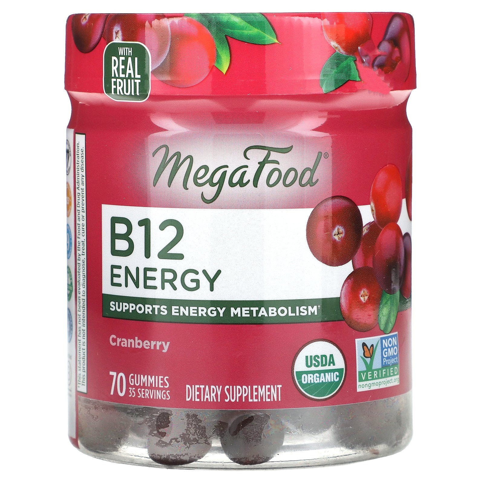 MegaFood, B12 Energy, Cranberry, 70 Gummies