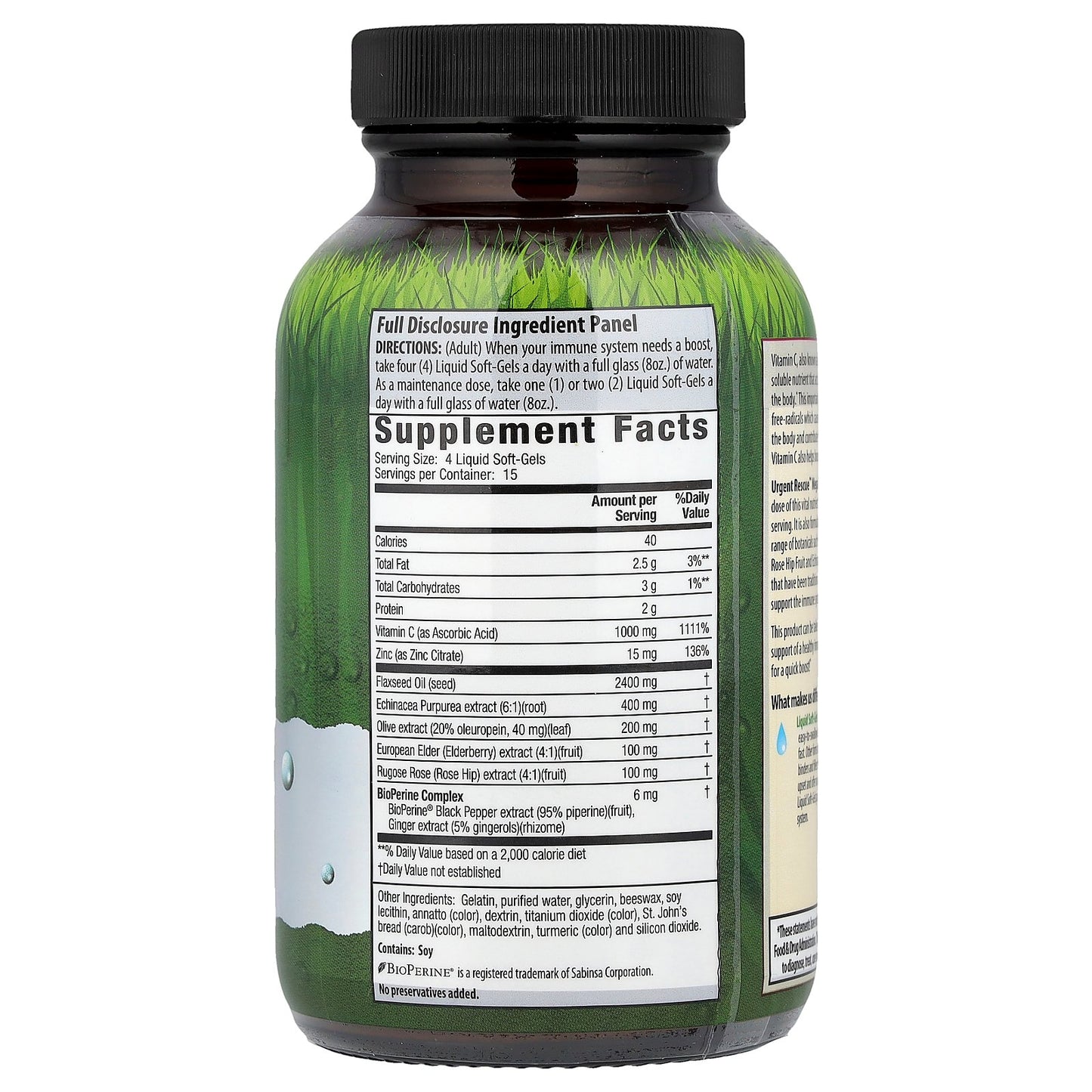 Irwin Naturals, Urgent Rescue®, Mega Vita-C + Rosehips and Zinc, 60 Liquid Soft-Gels