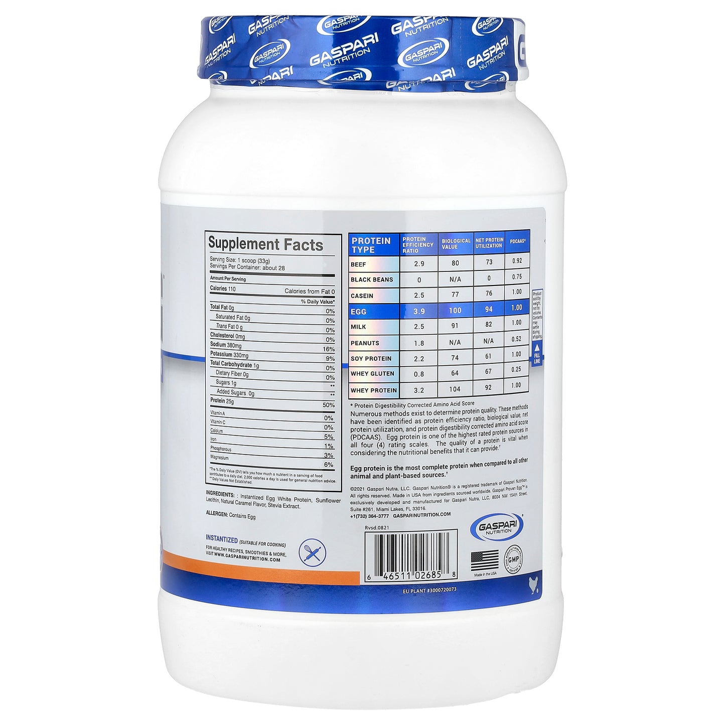 Gaspari Nutrition, Proven Egg™, 100% Egg White Protein, Salted Caramel, 2 lbs (900 g)