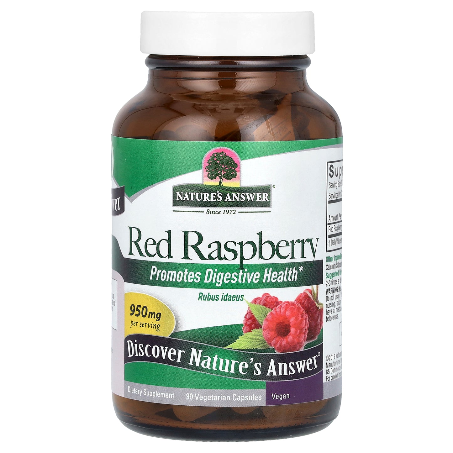 Nature's Answer, Red Raspberry, 950 mg, 90 Vegetarian Capsules (475 mg Per Capsule)