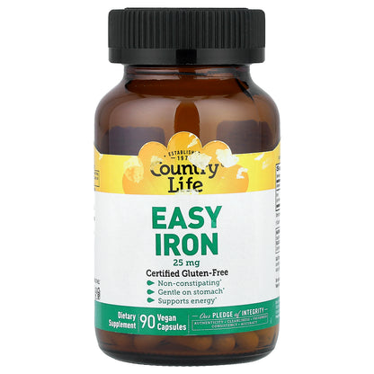 Country Life, Easy Iron, 25 mg, 90 Vegan Capsules