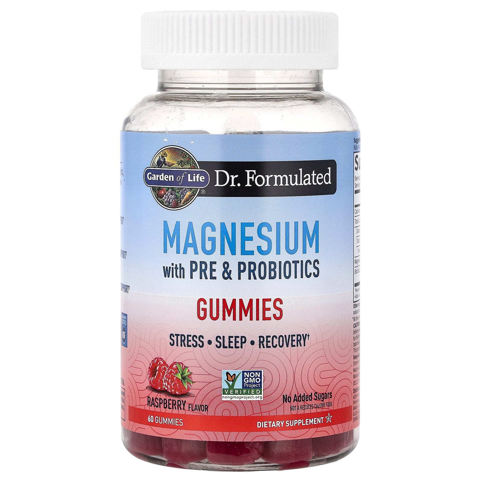 Garden of Life, Magnesium with Pre & Probiotics Gummies, Raspberry, 60 Gummies