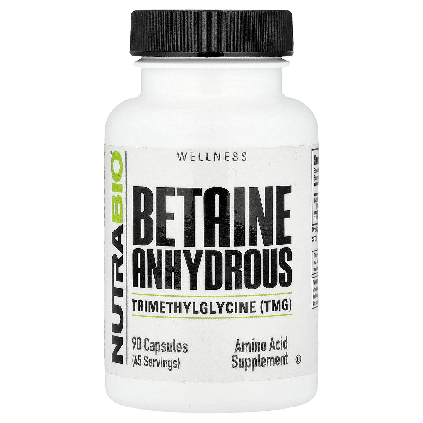 NutraBio, Betaine Anhydrous, 90 Capsules (500 mg Per capsule)