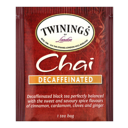 Twinings, Flavored Black Tea, Chai, Decaffeinated , 20 Tea Bags, 1.41 oz (40 g)