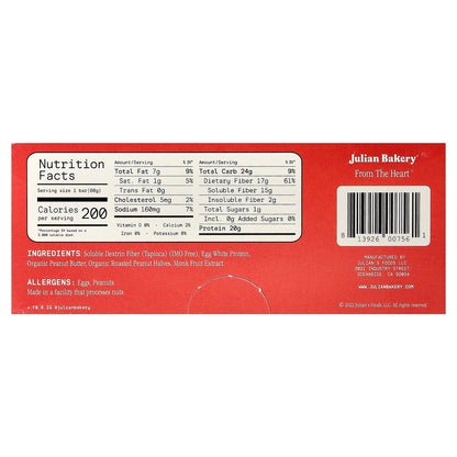 Julian Bakery, Egg White Protein Bar, Peanut Butter, 12 Bars, 2.1 oz (60 g) Each