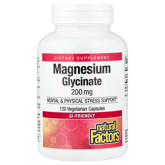 Natural Factors, Magnesium Glycinate , 200 mg, 120 Vegetarian Capsules
