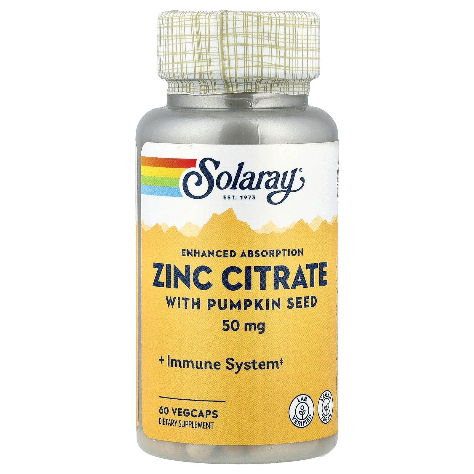 Solaray, Zinc Citrate with Pumpkin Seed, 60 VegCaps
