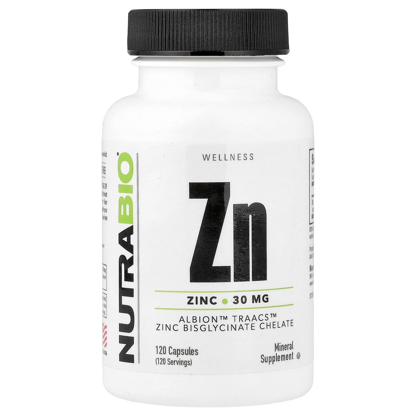 NutraBio, Zinc, 30 mg, 120  Capsules