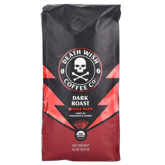 Death Wish Coffee, Whole Bean, Dark Roast, 16 oz (454 g)