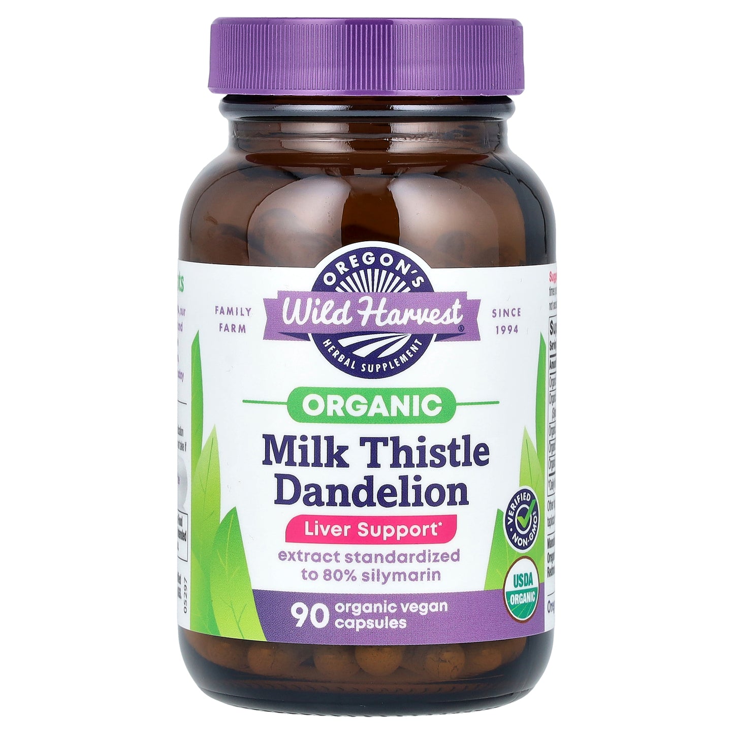 Oregon's Wild Harvest, Organic Milk Thistle Dandelion, 90 Organic Vegan Capsules