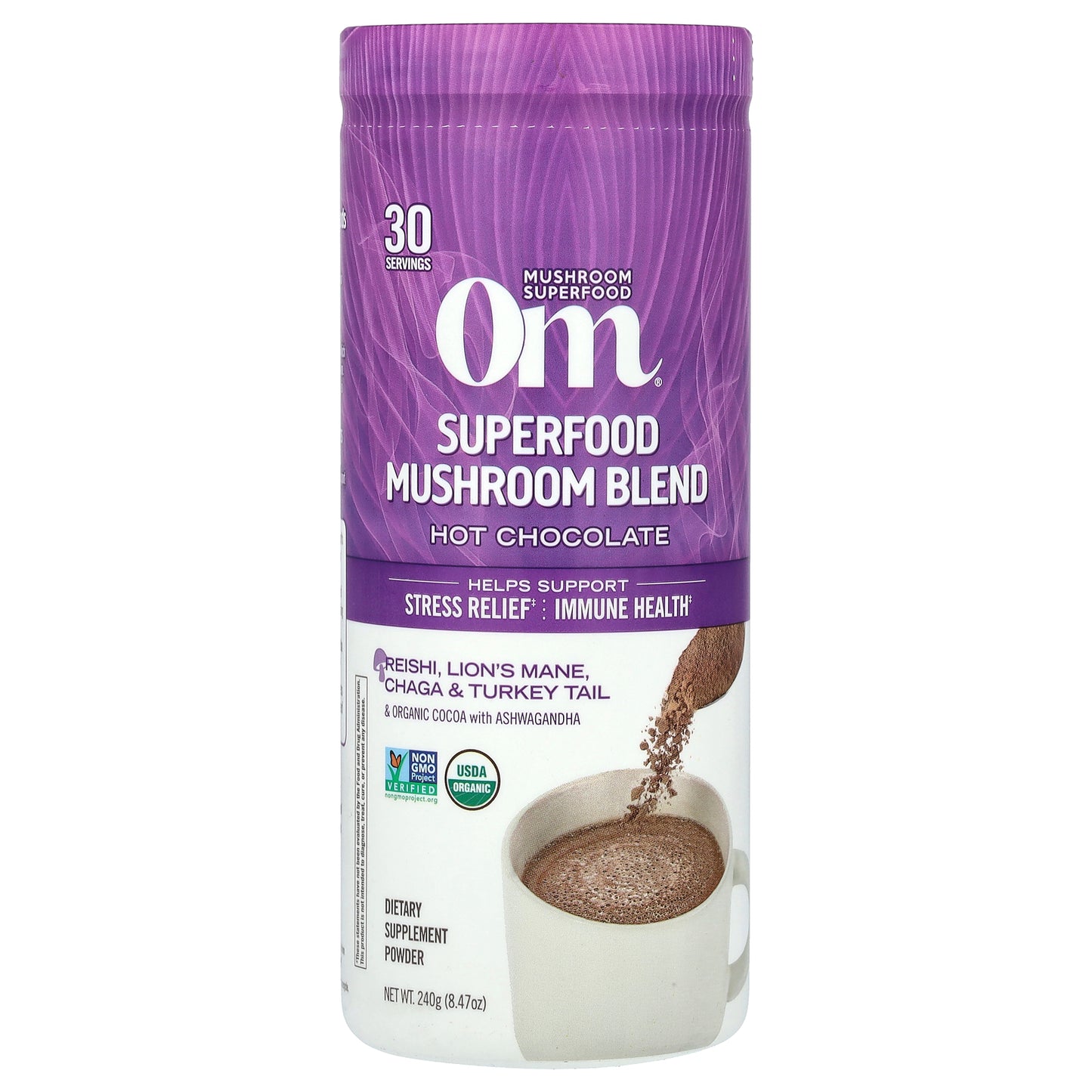 Om Mushrooms, Superfood Mushroom Blend, Hot Chocolate, 8.47 oz (240 g)