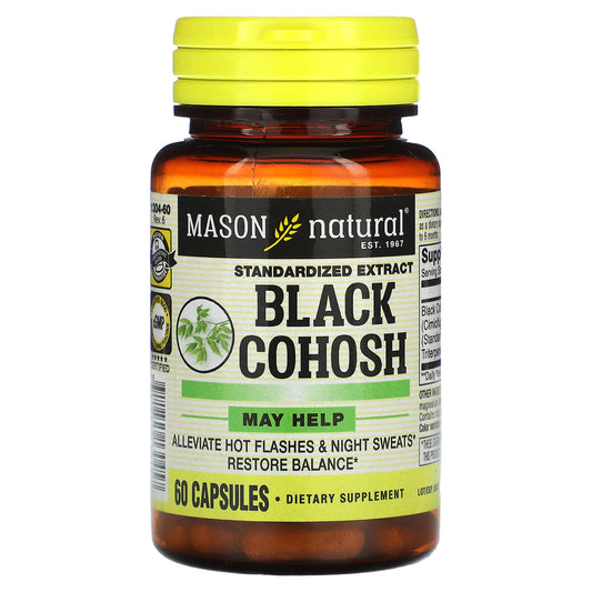 Mason Natural, Black Cohosh, Standardized Extract, 40 mg, 60 Capsules