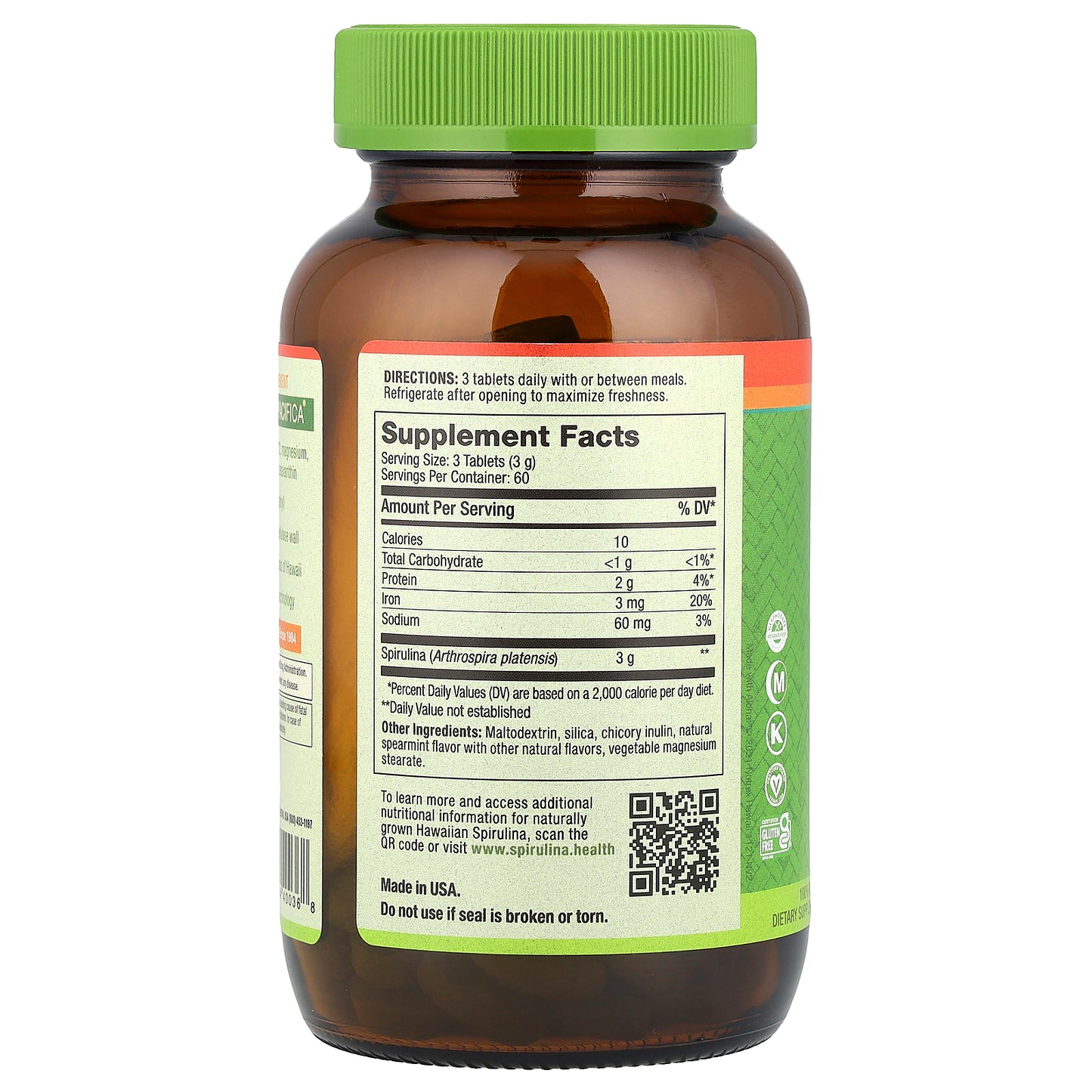 Nutrex Hawaii, Pure Hawaiian Spirulina®, Spearmint, 1,000 mg, 180 Tablets