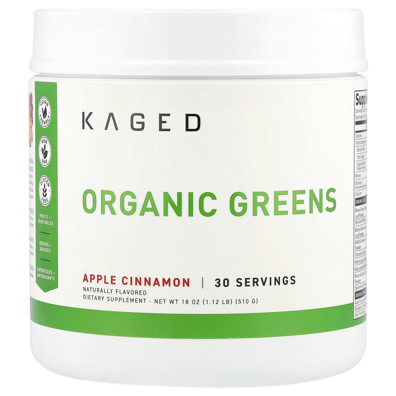 Kaged, Outlive 100,  Organic Superfoods Greens, Apple Cinnamon, 18 oz (510 g)