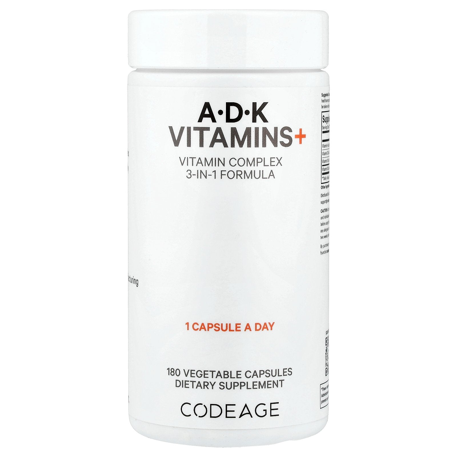 Codeage, A, D, K Vitamins+, 180 Vegetable Capsules
