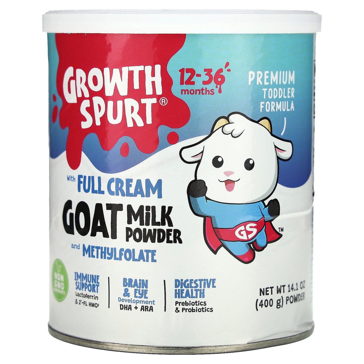 Growth Spurt, Premium Toddler Formula, Goat Milk Powder, 12-36 Months, 14.1 oz (400 g)