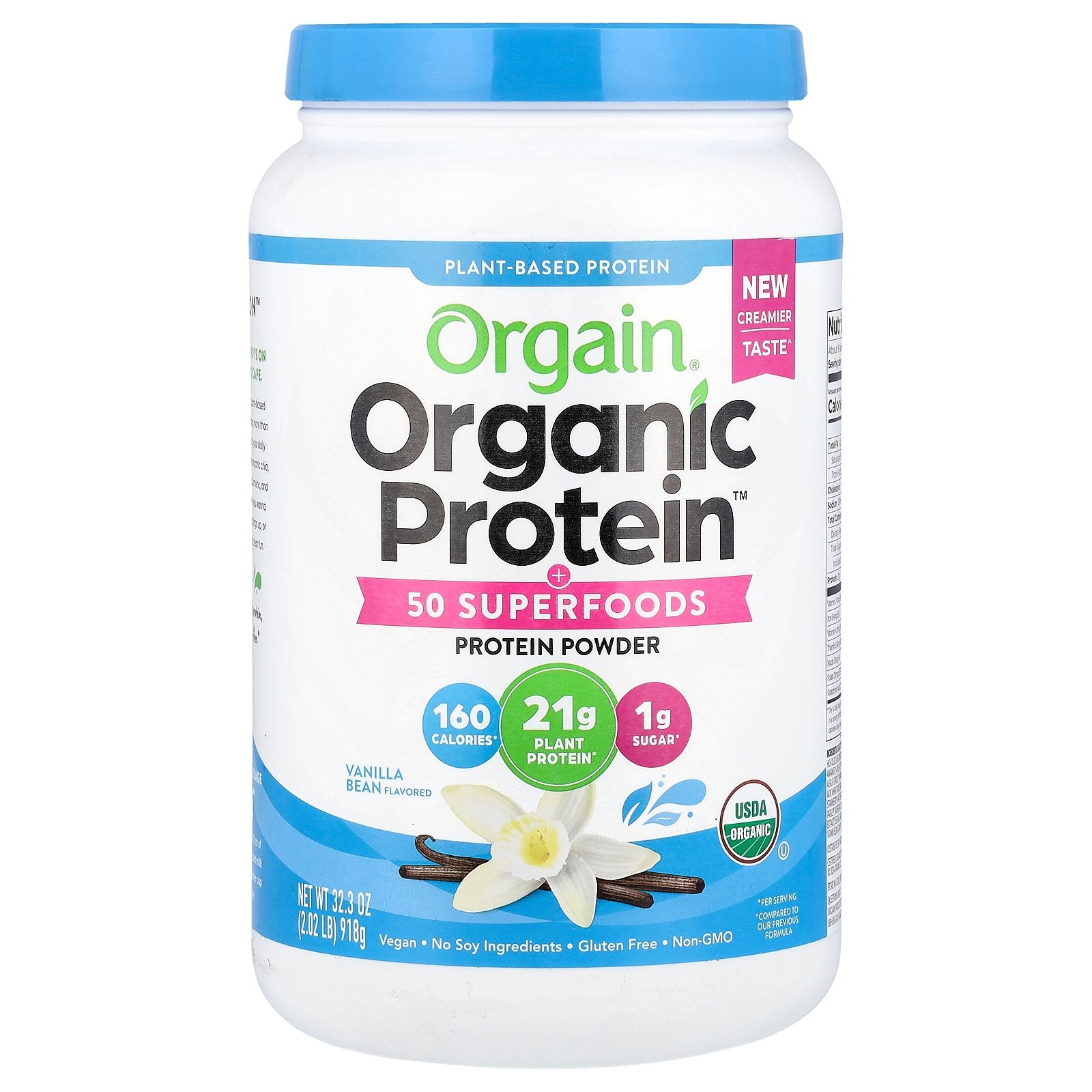Orgain, Organic Protein™ + 50 Superfoods Powder, Vanilla Bean, 2.02 lb (918 g)