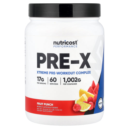 Nutricost, Performance, PRE-X, Xtreme Pre-Workout Complex, Fruit Punch, 2.2 lb (1,002 g)
